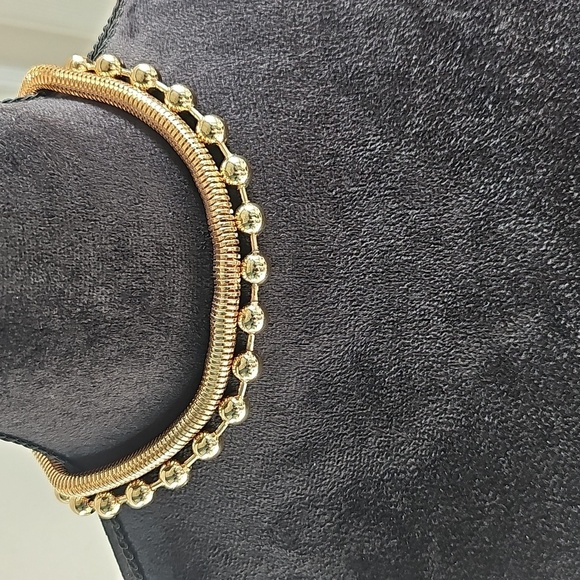 New Open Edit Set Of 2 Snake & Ball Jumbo Chain Stackable Necklaces Gold - Picture 7 of 8